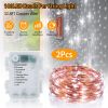 2Pcs LED String Lights 100LED Beads 32.8FT Copper Fairy Lights IP65 Waterproof Battery Operated Flash Lights with Remote Control For Wedding Party Jar