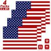 4 Pcs 3 x 5 Ft American US Flags Vivid Color and UV Fade Resistant Canvas Header Double Stitched with Brass Grommets for Indoor Outdoor