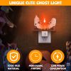 2Pcs Ghost Campfire Flickering Flame Night Light Indoor 3D Funny Halloween Nightlight Decoration Bedroom Night Light Halloween Decoration Gift For Fri