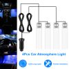 4Pcs Car Interior LED Atmosphere Light Car Charge Decorative Lamp DC 12V Blue Light