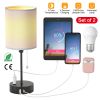2Pcs Beside Lamps for Bedroom 3 Color Modes Nightstand Lamp USB C+A AC Output Ports Pull Chain E26 Bulb Light