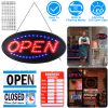 LED Open Sign 18.7x9.45in Business Neon Open Sign Advertisement Board with Steady Flashing Modes Business Hours and Open Closed Sign