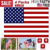 4 Pcs 3 x 5 Ft American US Flags Vivid Color and UV Fade Resistant Canvas Header Double Stitched with Brass Grommets for Indoor Outdoor