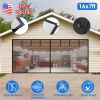 16x7FT Magnetic Garage Door Screen Two-Car Garage Screen Mesh Fiberglass Garage Net with Magnetic Closure 6 Buckle Straps for Two Cars