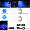 4Pcs Car Interior LED Atmosphere Light Car Charge Decorative Lamp DC 12V Blue Light