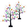 2Pack 1.97FT Lighted Halloween Trees Halloween Indoor Decorations Black Halloween Tree Lights with Timer Adjustable Twigs for Tabletop Party