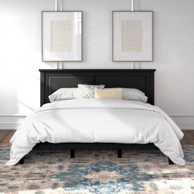King Traditional Solid Wood Platform Bed Frame with Headboard in Black