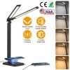Double Head Desk Lamp with Wireless Charging USB Charging Port 5 Color 5 Brightness Eye-Caring Flexible Reading Lamp Foldable Time Setting Table Worki