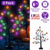 2Pack 1.97FT Lighted Halloween Trees Halloween Indoor Decorations Black Halloween Tree Lights with Timer Adjustable Twigs for Tabletop Party
