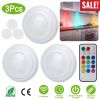 3Pcs RGB Cabinet Lights Remote Control Under Closet Stick On Lamp Multi Color LED Light Light w/ 4/8Hrs Timer