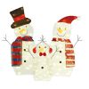 3Pcs 2D Christmas Snowman Yard Decoration Snowman Family Outdoor Decoration With 60Pcs LED Warm Yellow Lights IP44 Waterproof For Christmas Indoor Out