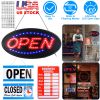 LED Open Sign 18.7x9.45in Business Neon Open Sign Advertisement Board with Steady Flashing Modes Business Hours and Open Closed Sign