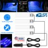 4Pcs Car Interior LED Atmosphere Light Car Charge Decorative Lamp DC 12V Blue Light