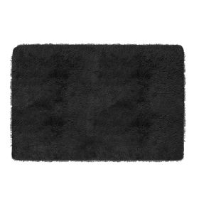 Fluffy Bedroom Rug 4’ x 2.6’ Anti-Skid Shaggy Area Rug Decorative Floor Carpet Mat for Nursery Bedroom Living Room (Option: RugFloorMatBlack)