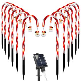 Solar Christmas Candy Cane Lights with 12 Candies 72LEDs Outdoor Christmas Decorations IP44 Waterproof Flickering Pathway Markers String Lights with 8 (Option: CandyLightSanta)
