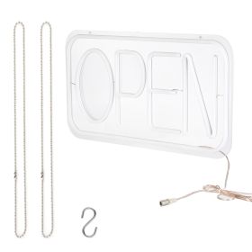LED Open Sign 16.5x9.1in Business Neon Open Sign Advertisement Board with 11 Levels Adjustable Brightness (Option: LEDOpenSignWhiteWarm)