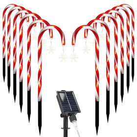 Solar Christmas Candy Cane Lights with 12 Candies 72LEDs Outdoor Christmas Decorations IP44 Waterproof Flickering Pathway Markers String Lights with 8 (Option: CandyLightSnowflake)