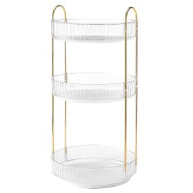 3 Tier Rotating Makeup Organizer 360° Spinning Perfume Cosmetic Storage Tray 55LBS Load Countertop Shelves for Lotion Lipstick (Option: MakeupOrganizerWhite)
