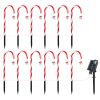 Solar Christmas Candy Cane Lights with 12 Candies 72LEDs Outdoor Christmas Decorations IP44 Waterproof Flickering Pathway Markers String Lights with 8