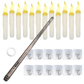 12Pcs Flameless Floating Candles LED Magic Hanging Candle Light Battery Operated Flickering Warm Light Window Candle With Magic Wand Remote for Hallow (Option: FloatingCandleWarm)