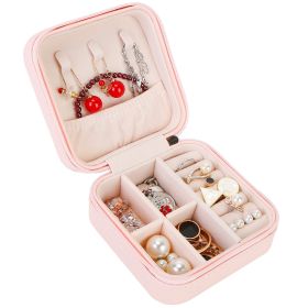 Mini Jewelry Storage Box Portable Ring Earring Necklace Storage Travel Case PU Leather Jewelry Organizer Gift (Option: JewelryBoxPink)