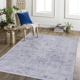 LOOM & LUXE Area Rug 6x9, Washable Rug, Low-Pile, Non-Slip, Non-Shedding, Foldable, Kid & Pet Friendly - Area Rugs for living room, bedroom (Color: as Pic)