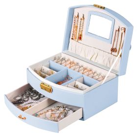 2-Layer Jewelry Box for Women Girls Lockable Leather Jewelry Organizer Jewelry Travel Case for Rings Earrings Necklaces Bracelets (Option: JewelryBoxPurple)